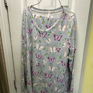 Syoss Women's Pajama Sets Butterfly Print Long Sleeve Size XL